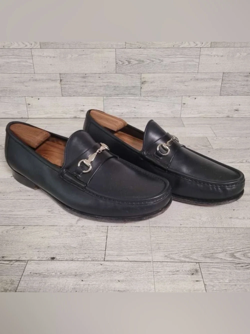 Men's Allen Edmonds Verona Black Leather Horse Bit Loafers Size 10 Italy Made